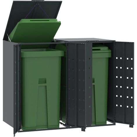 Mülltonnenbox für 2 Tonnen Anthrazit 138x79x117 cm Stahl