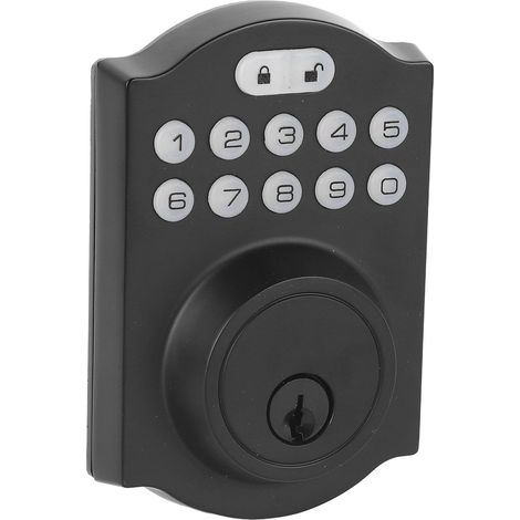 Elektronisches Tastenschloss für Haustüren, Multifunktions-Codeschloss mit Schlüssel, schwarz (1/5)