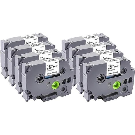 8er-Packung Etikettenpapier (schwarz auf weiß) für die Brother Etikettendrucker PT-2040, PTD210 und PTD400AD. Kompatibel mit den Brother Maker Modellen PT-2040, PTD210 und PTD400AD. (1/5)