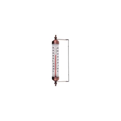 Termómetro exterior con manómetro, efecto bronce: elegante termómetro de jardín para exteriores, ideal para medir la temperatura exterior, en invernaderos y garajes. Fácil de colgar.