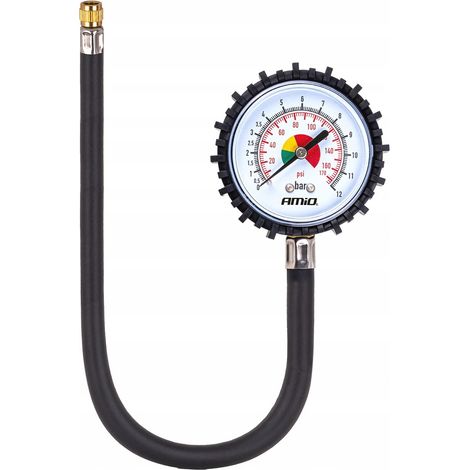 Manometro analogico con tubo flessibile da 30 cm, 12 bar, modello Amio-04468