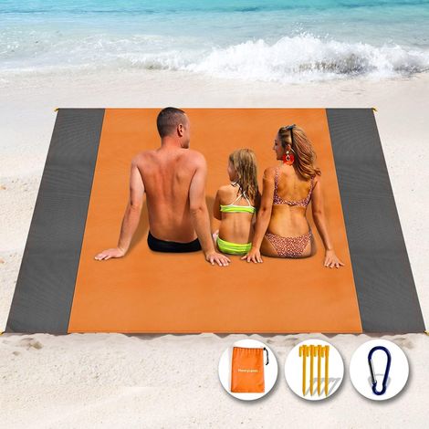 Tapis de Plage 250 x 200cm Anti Sable, Couverture de Plage Large Imperméable Compact Natte de Plage pour Plage, Camping, Picnic, Voyage (1/5)