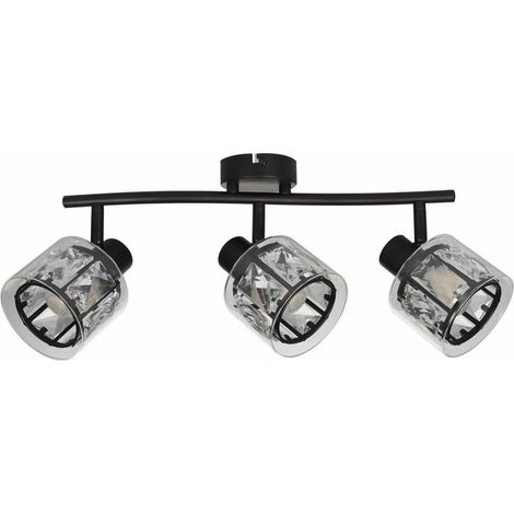 Plafonnier glamour noir barre verre 3xE14 Elmo Reality (1/3)