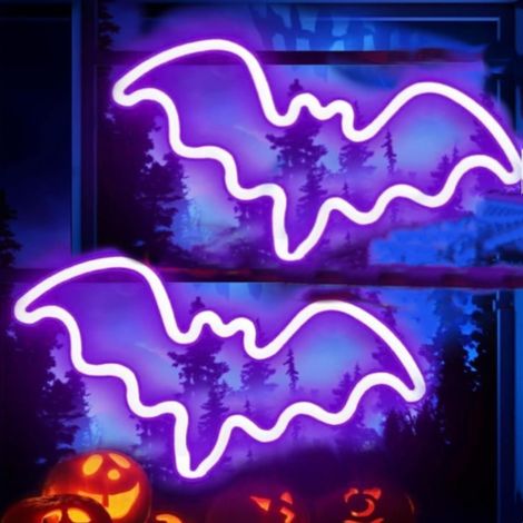 Veilleuse d'Halloween, lumière LED, néon, décoration lumineuse d'Halloween 2 Purple (1/5)