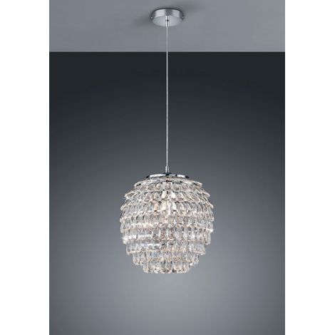 LED Hängeleuchte mit Kristall Behang aus Acryl, Ø 35cm (1/5)
