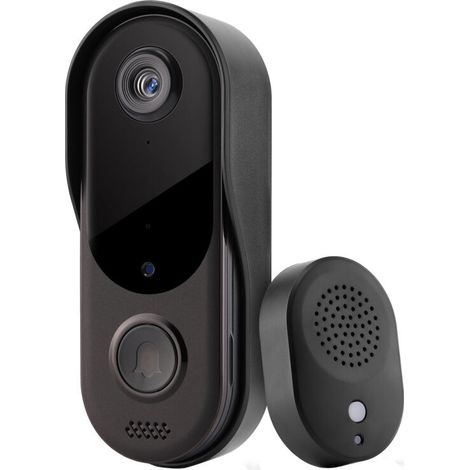 Sonnette vidéo sans fil avec caméra, étanche, résolution 1080p, interphone vidéo sans fil à piles avec sonnerie, audio bidirectionnel, vision nocturne infrarouge et détection de personnes par détecteu
