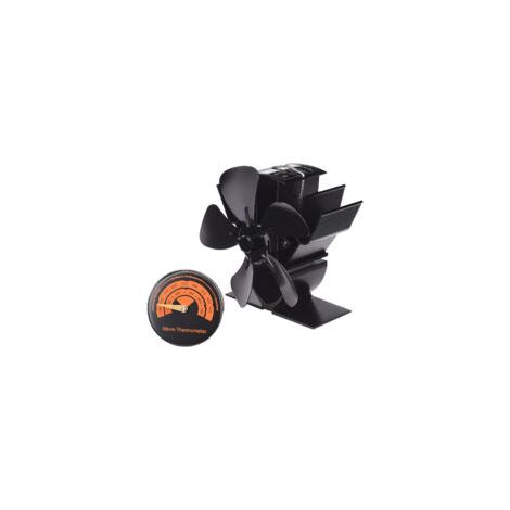 5 ventilateur de chauffage de puissance thermique à 5 feuilles, mini ventilateur de cheminée, avec thermomètre