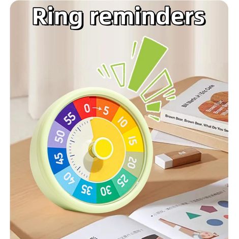 Timer - Visueller Timer für Kinder - 60-Minuten-Countdown-Timer für Klassenzimmer, Büro, Küche - Pomodoro-Timer - Küchentimer - Stilles Zeitmanagement (grün - 11511) (1/5)