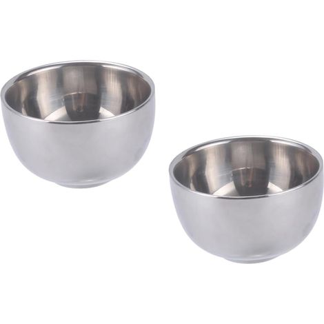 2 pièces double tasse à café en acier inoxydable avec protection contre la chaleur et (1/5)