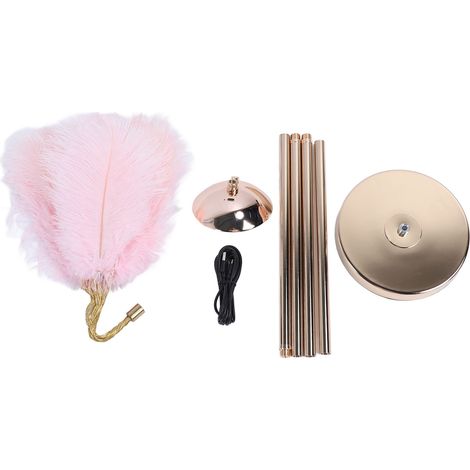 Lampadaire décoratif LED 61 pouces à plumes, 3 températures de couleur, intensité variable, rechargeable par USB, rose, idéal pour le salon et la chambre. (1/5)