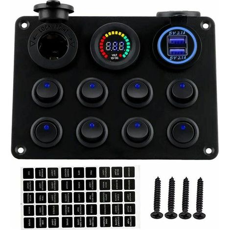 12-24V Dual-USB-Ladegerät mit Wippschalter und LED-Voltmeter für Boot und Auto (1/5)