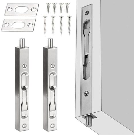 2 PCS Concealed Security Door Lock in Stainless Steel 15 1.6 2cm Sliding Bolt Lock Rustproof Anti-corrosion Hidden Door Latch with Screws for Home Office Door - Silver (1/5)