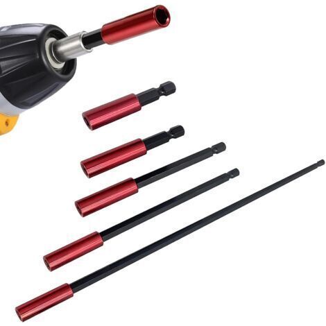5 Pieces Magnetic Bit Holder, 50/60/100/150/300mm Magnetic Screwdriver Bit, 1/4'' Hexagonal Screwdriver Extension for Drills and Screwdrivers (1/5)