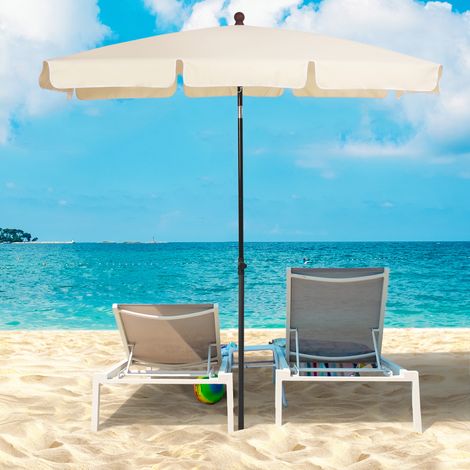 Parasol jardin rectangulaire réglable poteau aluminium 2x1,3x2,5m, beige