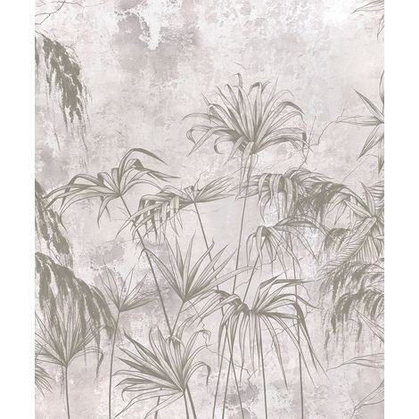 papier peint panoramique plantes tropicales gris  - Sanders & Sanders (1/3)