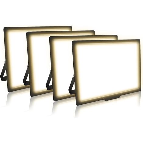 4 Pièces 200W Projecteurs LED Extérieur,20000lm Eclairage de Sécurité,Imperméable Spot LED Extérieur,Blanc Chaud 4000K Lumineuse Lampe pour Entrepôt Garage Jardin Stade Arrière-cour (1/5)