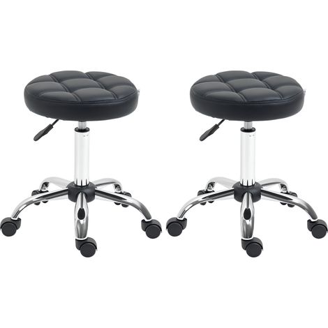 Juego de 2 taburetes giratorios regulables en altura, taburetes giratorios de 48 a 63 cm, taburetes de trabajo con rotación de 360°, taburetes de oficina para oficina, salón de belleza, masajes, spa, (1/5)