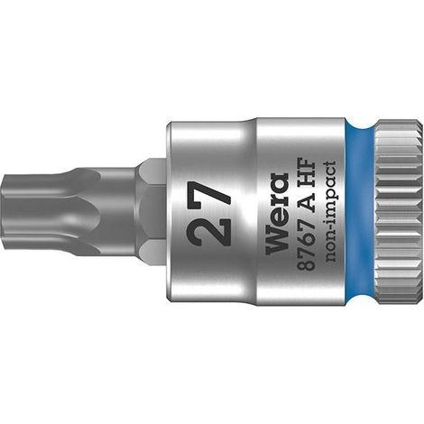 WERA 05003367001 8767 A HF TORX DOUILLE-EMBOUT ZYKLOP À EMMANCHEMENT 1/4'' AVEC FONCTION DE RETENUE, TX 27 X 28 MM, BLEU