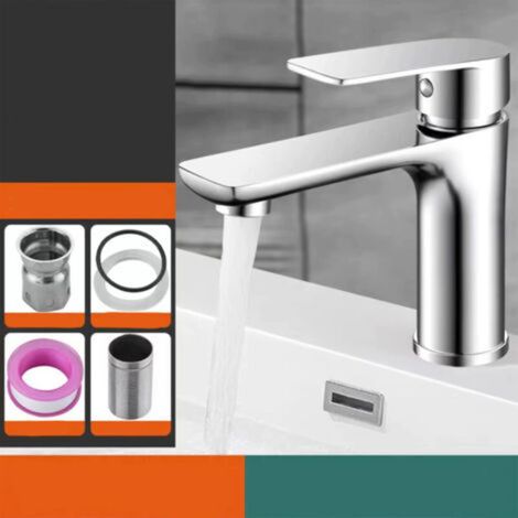 Bathroom Sink Faucet Single Handle - Elegant Design, Chrome Mixer Tap, Low Noise Ceramic Cartridge Faucet, Hot and Cold Water, Silver (1/5)