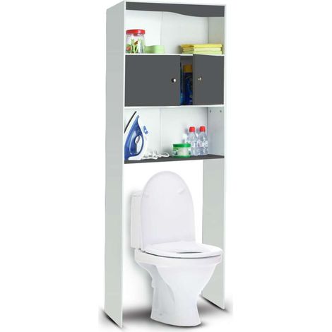 OSE - Mueble estantería para WC de 2 puertas con efecto madera