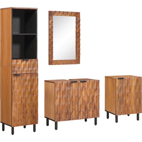 Maison Exclusive - Set da Bagno con cassetto con porta 4 pcs Acacia Marrone Winish