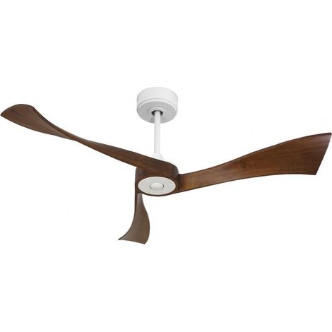 Twist , Ventilateur déstratificateur d'air, pales bois sombres 132 Cm, moteur blanc sans lumière
