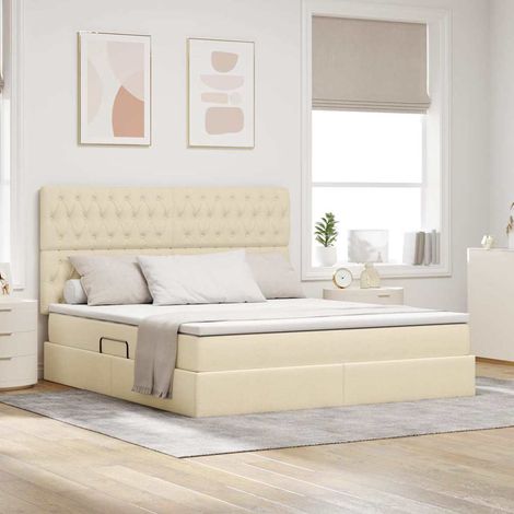 Bett mit Stauraum und LED mit LED Creme 180 x 200 cm Polyester (1/5)