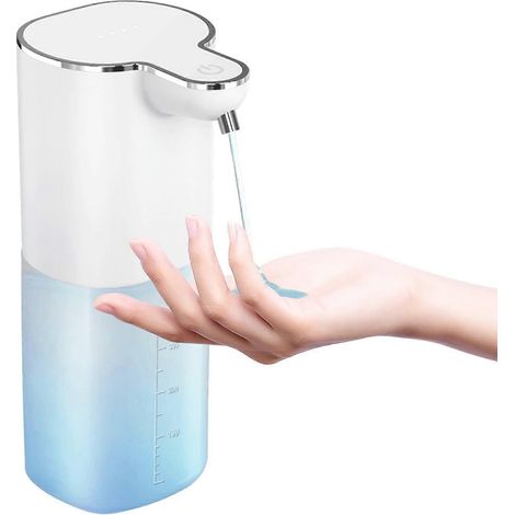 Distributeur de savon automatique 400 ml, distributeur de savon et de lotion sans contact, rechargeable par USB, 4 niveaux réglables pour la cuisine et la salle de bain (1/5)
