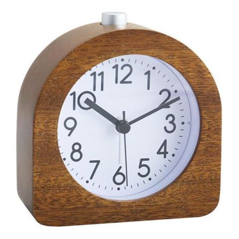 Réveil analogique bois veilleuse AUCUNE, silencieux, snooze, design rétro, horloge bureau pratique (1/5)