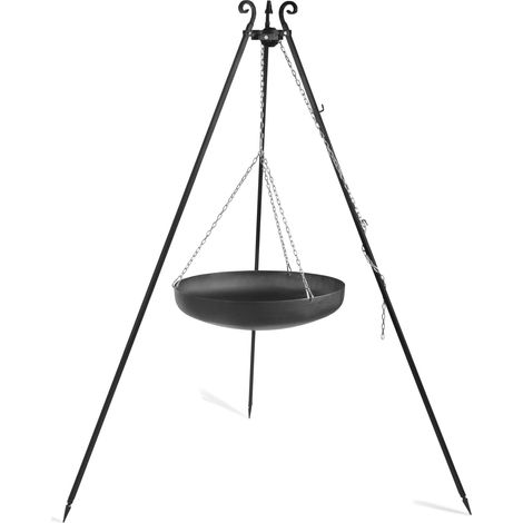 Barbecue Treppiede da 180 cm con wok in acciaio naturale da 60 cm (1/4)