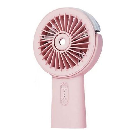 2-in-1 Mini Ventilator Tragbar Wiederaufladbar 4000 mAh Leise mit Sprühfunktion 3 Geschwindigkeiten, 90° Faltbares Design Sprühventilator für Büro, Outdoor, Reise Blitzverkauf, Rosa (1/5)