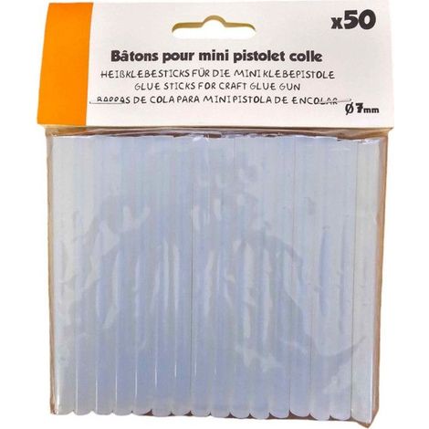 50 bâtons de colle - Pour mini pistolet à colle - Recharge - 7mm de diamètre - Cléopâtre