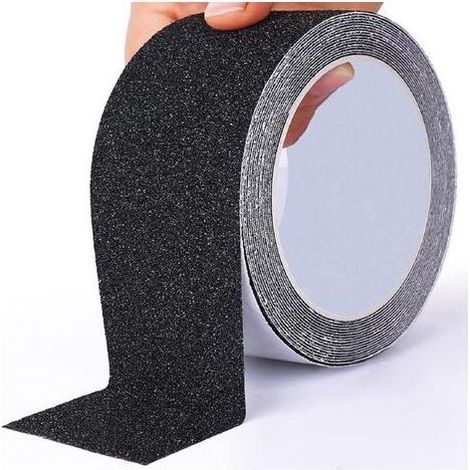 Selbstklebendes Antirutschband, 5 cm x 5 m, rutschfestes Sicherheitsband, Treppenschutzband, rutschfestes Traktionsband, geeignet für Treppen und Stufen im Innen- und Außenbereich, schwarz (1/4)