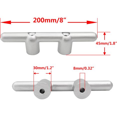 Marine aluminum cable bolts, horn cable bolts, flat cable bolts, bollards, mooring posts, marine and yacht accessories - 8-inch aluminum round bolts with eyelets - aluminum (1/4)