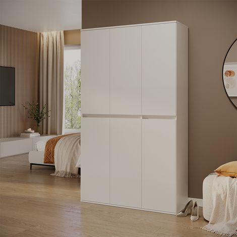 Armadio multifunzione Claus, Bianco, 111 x 191.5 cm con 6 porte, Vicco