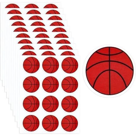 120 autocollants basket orange de 1,18 pouce, style réaliste, papier, pour surfaces plastique, verre, métal, usage intérieur, thème basket, décalcomanie (1/5)