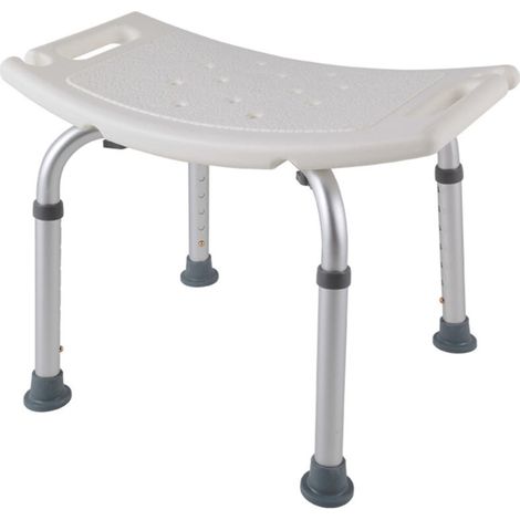 Shower stool, made of aluminum, adjustable height, non-slip mat, backrest, armrests, bath chair, bathroom stool (1/5)