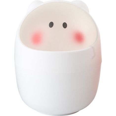 Poubelle De Bureau Mini Corbeille De Nettoyage Baril Creative Petit Bureau Organisateur Rangement Poubelles Poubelle Pour Animaux Conteneur De Serviettes En Papier Rose(Blanc) (1/5)