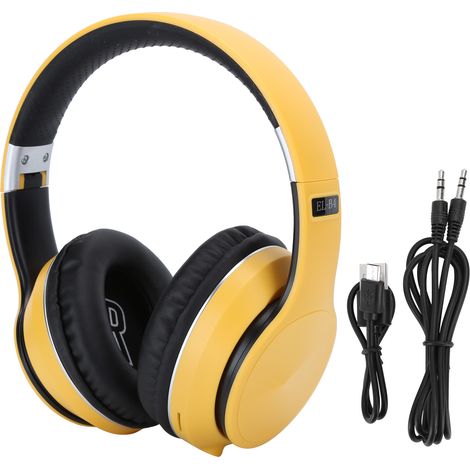 Faltbarer kabelloser Bluetooth-Sportkopfhörer mit Radio, Stereo-Ohrhörer (Gelb) (1/5)