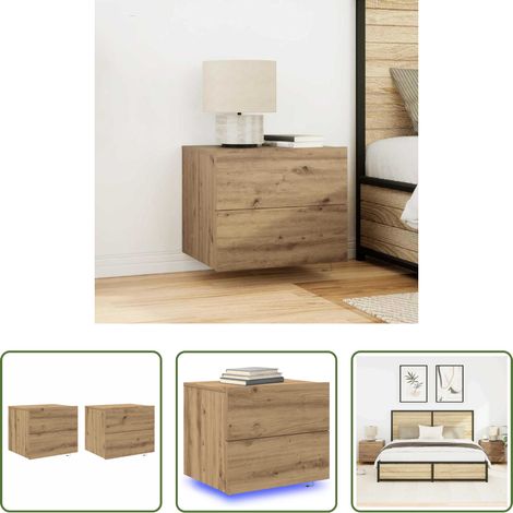 vidaXL Étagère murale - Cabinet de chevet 2 pcs Chêne artisanal 50 x 39 x 41 cm (1/5)