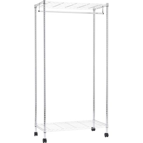 Portant à vêtements avec étagères supérieure et inférieure, Chromé, 89 x 45 x 180 cm (1/5)
