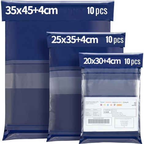 30 Pcs Packing Bags with Slip Pouch 3 Sizes Tear Resistant Opaque Self Adhesive Waterproof for Clothes Shoes Books (1/5)