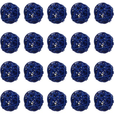 20 boules décoratives en rotin pour la maison, accessoires photo créatifs, boules décoratives à faire soi-même-3X3CM-Blue (1/4)