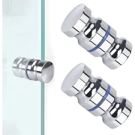 2 Pièces Bouton De Porte De Douche,Porte De Douche Ronde Bouton De Porte Inox Boutons De Douche Bouton De Porte De Douche Poignées De Porte Pour Salle De Bain Porte En Verre Porte Coulissante-Autres (1/5)