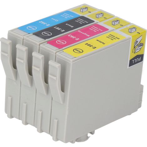 4 Tintenpatronen mit hoher Kapazität, naturgetreue Farben, gleichmäßiger Druck, 4er-Packung in Schwarz, Cyan, Magenta und Gelb für Drucker, kompatibel mit T0561, T0562, T0563 und T0564 (1/5)