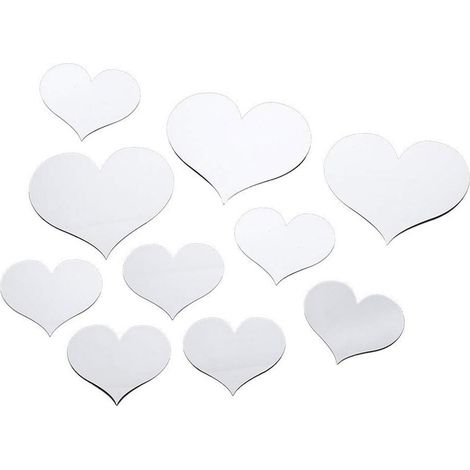 10 Morceaux Autocollants Miroir Cœur 3D pour Décoration Murale DIY (1/5)