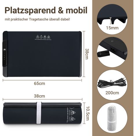Randaco Elektrisches Warmhaltetablett Speisenwärmmatte für Buffet,rollbarer tragbarer Speisenwärmer aus Silikon 240W  -65x38cm Perfekt für Partys, Catering, Buffet -Dunkelgrau (1/4)