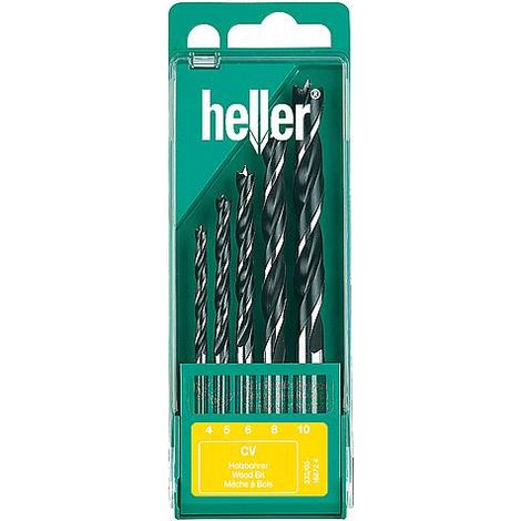 Kit meches a bois 3 pointes HELLER CV, 5 pieces d : 4/5/6/8/10 mm