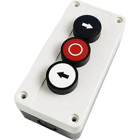 Wasserdichter elektrischer Schaltkasten mit drei Drucktastern (2 Schließer, 1 Öffner), Links-Rechts-Stopp (1/5)