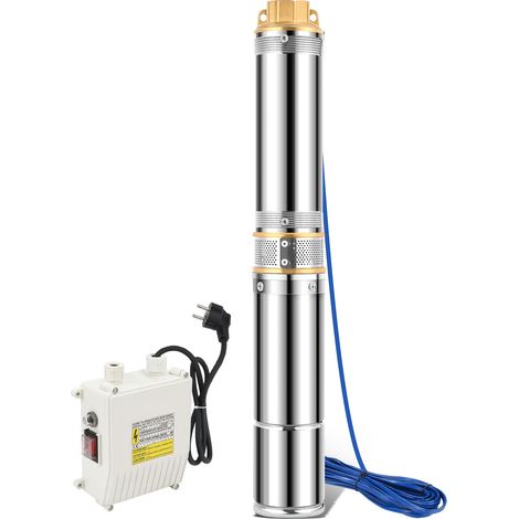 Jiubiaz Pompa per pozzi Pompa sommergibile 370W per acqua di pozzo capacità di pompaggio di acqua pulita fino a 4000L/h altezza massima della pompa 34m